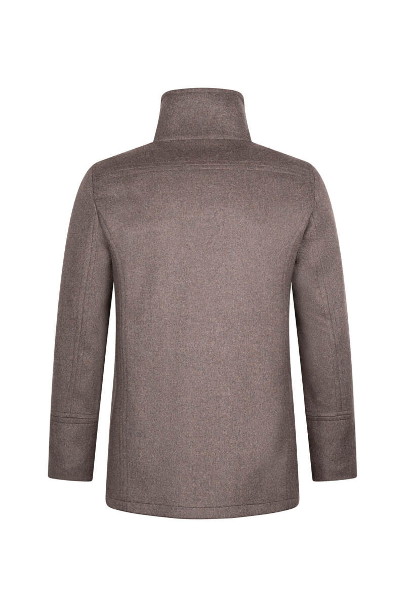 Kahverengi Slim Fit Kruvaze Yünlü Kaşe Kaban - Hatem Saykı (1)