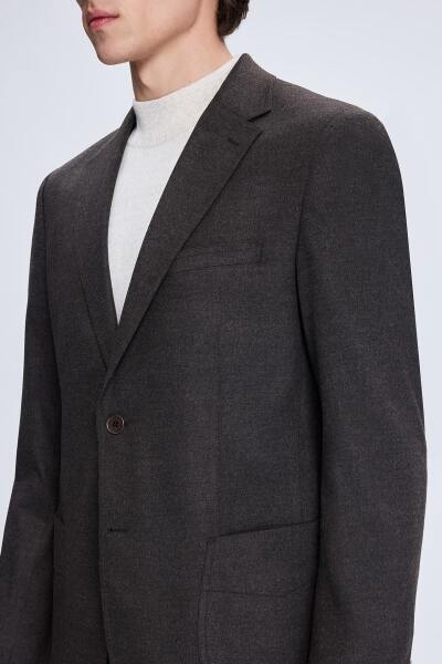 Kahverengi Slim Fit Mono Yaka Casual Ceket - 3
