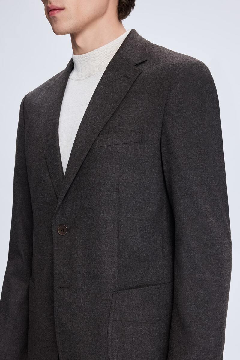 Kahverengi Slim Fit Mono Yaka Casual Ceket - HTML (1)