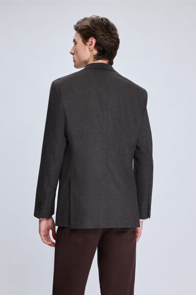 Kahverengi Slim Fit Mono Yaka Casual Ceket - 5