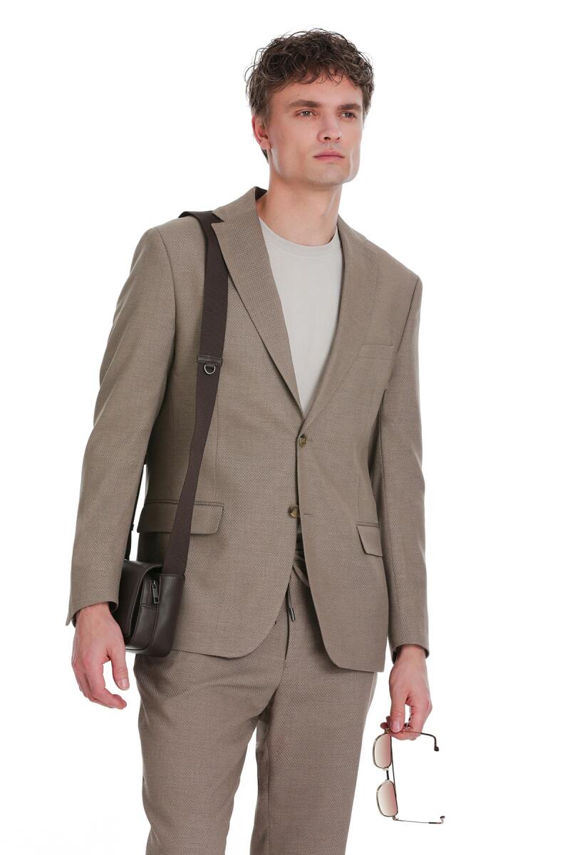 Kahverengi Slim Fit Mono Yaka Klasik Takım Elbise - Hatemoğlu (1)