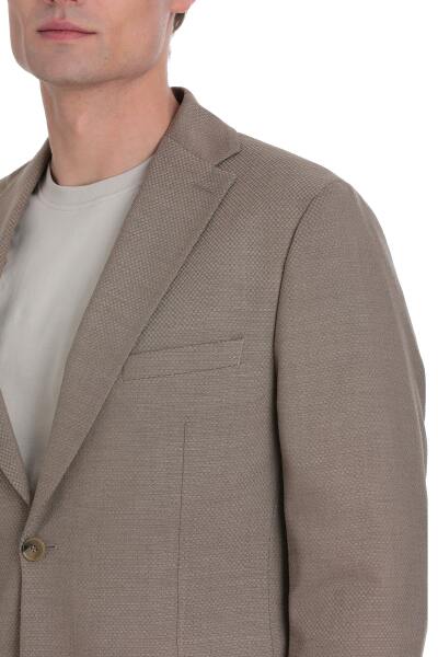 Kahverengi Slim Fit Mono Yaka Klasik Takım Elbise - 3