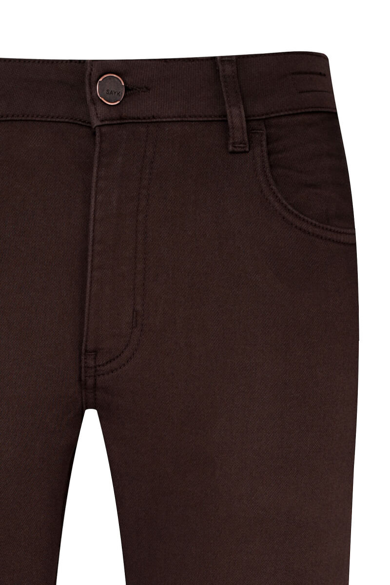 Kahverengi Slim Fit Pamuklu 5 Cep Kanvas Pantolon - Saykı (1)