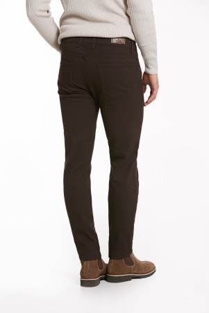 Kahverengi Slim Fit Desenli Pamuklu 5 Cep Kanvas Pantolon - Thumbnail
