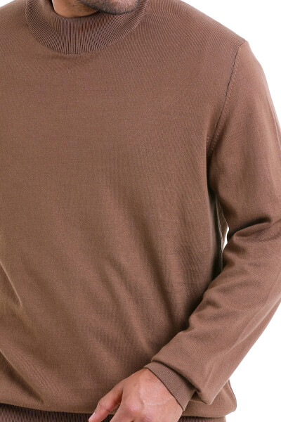 Tütün Regular Fit Düz 100% Pamuk Yarım Balıkçı Yaka Triko Kazak - 9