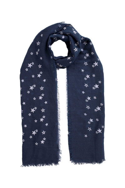 Kahverengi Yıldız Desenli Viskoz Kaşkol - 1