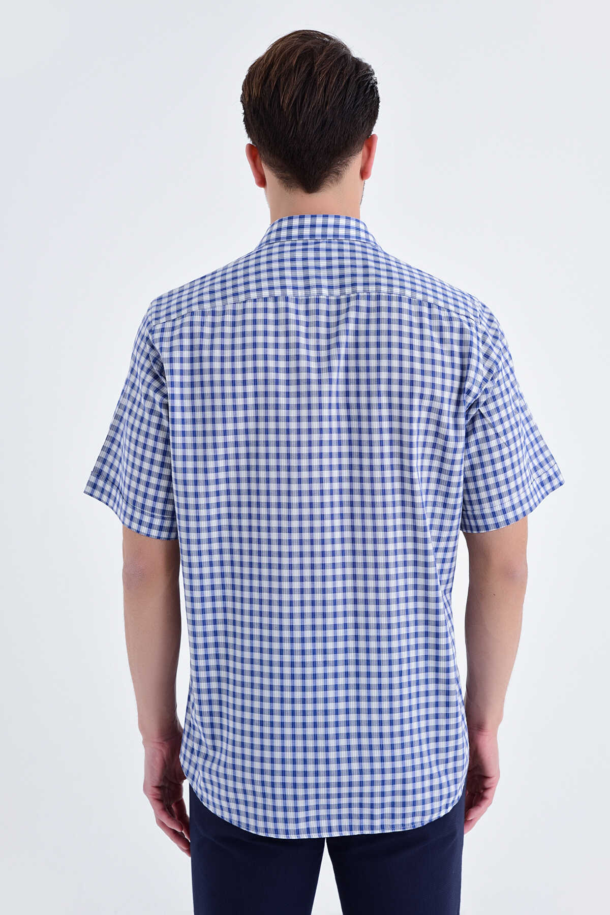 Kareli Gri Kısa Kol Gömlek - 4