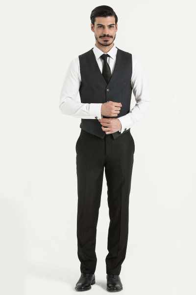 Gri Kareli Yelek - 8