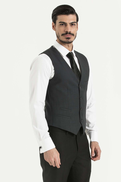 Gri Kareli Yelek - 9