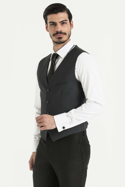 Gri Kareli Yelek - 10