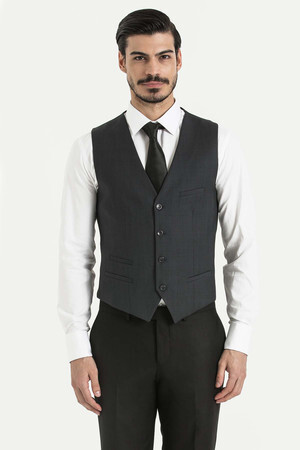 Gri Kareli Yelek - 12