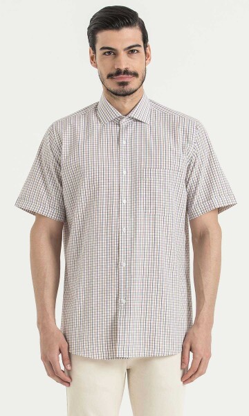 Kareli Klasik Kahverengi Gömlek - 1