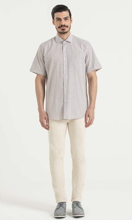 Kareli Klasik Kahverengi Gömlek - 6