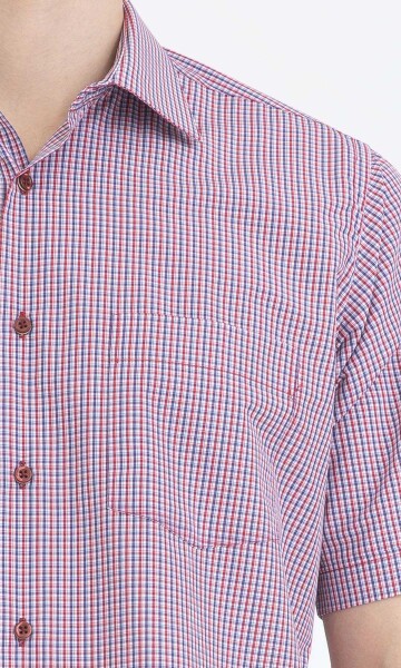 Kırmızı Kareli Klasik Kısa Kol Gömlek - 3