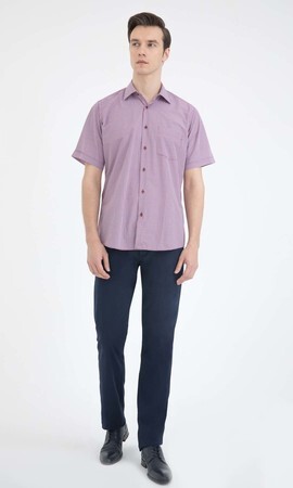 Kırmızı Kareli Klasik Kısa Kol Gömlek - 5