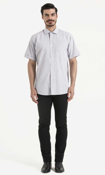 Kareli Klasik Lila Gömlek - 2