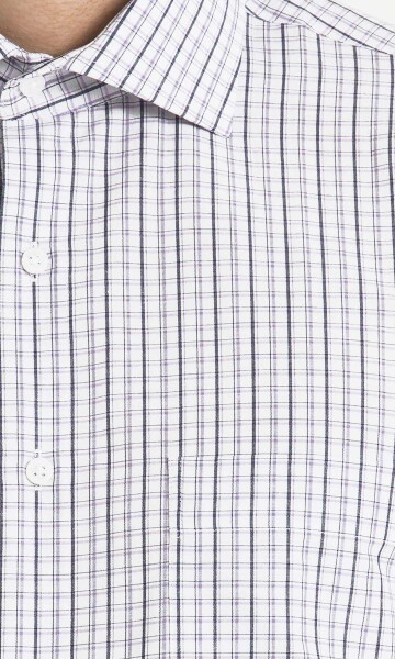 Kareli Klasik Lila Gömlek - 5