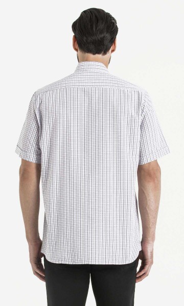 Kareli Klasik Lila Gömlek - 4