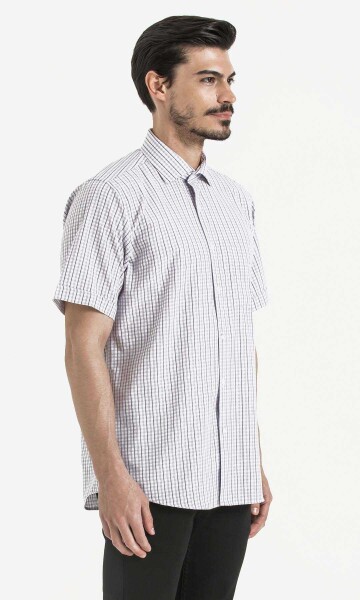 Kareli Klasik Lila Gömlek - 3