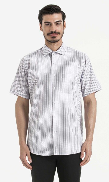 Kareli Klasik Lila Gömlek - 1