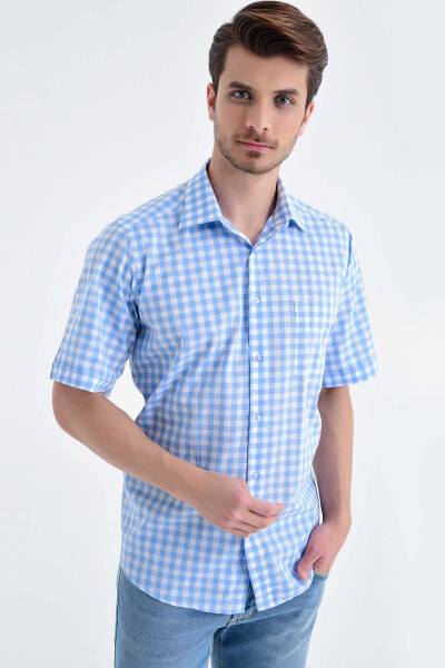 Kareli Klasik Mavi Gömlek - 1
