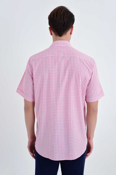 Kareli Klasik Pembe Gömlek - 3