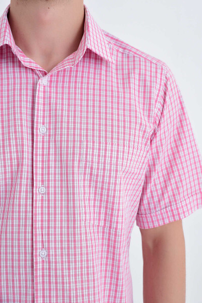 Kareli Klasik Pembe Gömlek - 4