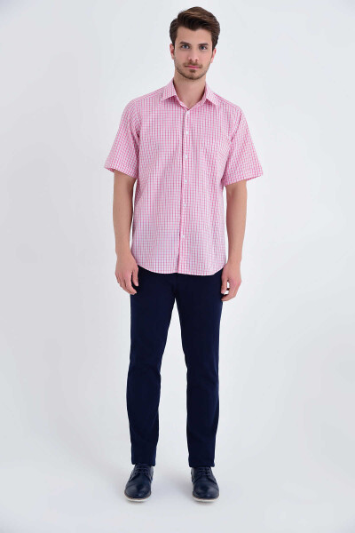 Kareli Klasik Pembe Gömlek - 2