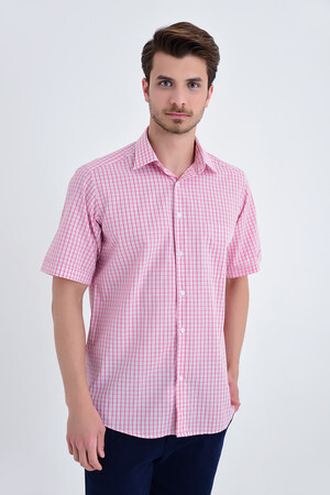 Kareli Klasik Pembe Gömlek - 5