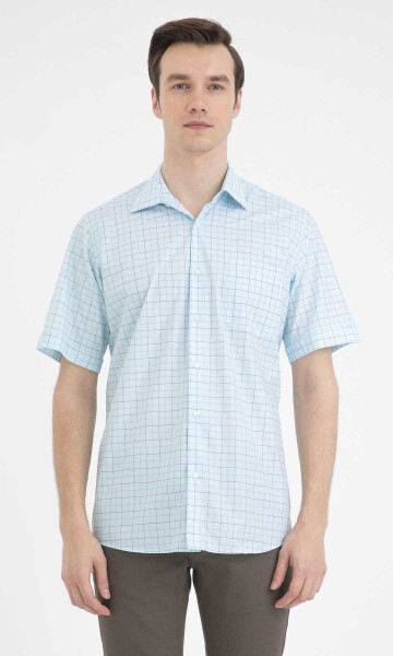 Kareli Klasik Turkuaz Gömlek - 1