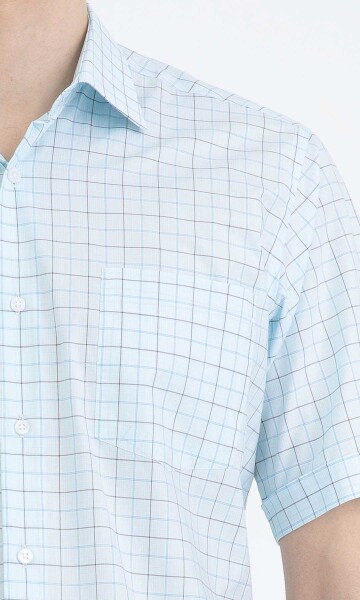 Kareli Klasik Turkuaz Gömlek - 4