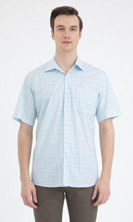 Kareli Klasik Turkuaz Gömlek - 5