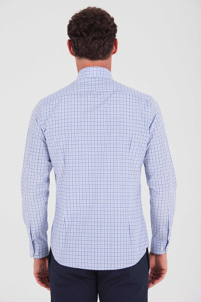 Lacivert Slim Fit Düz Pamuklu Uzun Kol Spor Gömlek - 4