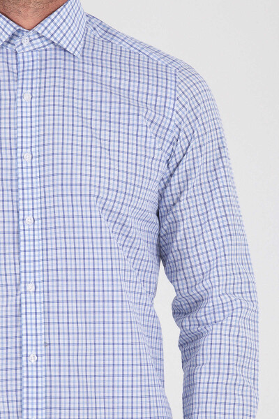 Lacivert Slim Fit Düz Pamuklu Uzun Kol Spor Gömlek - 5