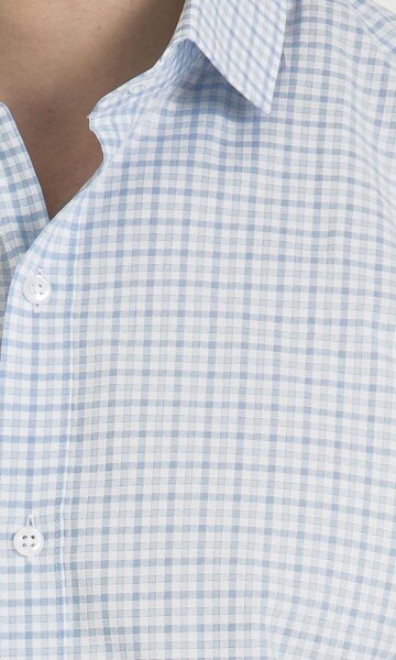 Kareli Slim Fit Mavi Gömlek - 5