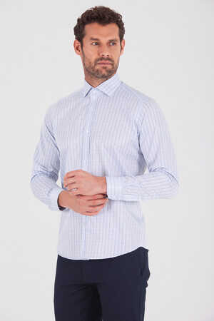 Mavi Slim Fit Pamuklu Uzun Kol Spor Gömlek - 8