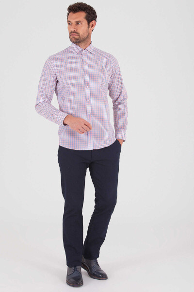 Turuncu Slim Fit Pamuklu Uzun Kol Spor Gömlek - 3