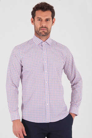 Turuncu Slim Fit Pamuklu Uzun Kol Spor Gömlek - 11