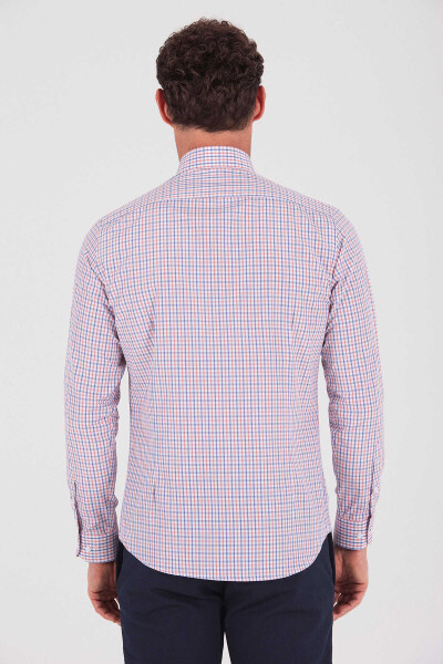 Turuncu Slim Fit Pamuklu Uzun Kol Spor Gömlek - 10