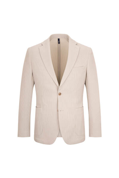 Keten Comfort Fit Mono Yaka Klasik Ceket 