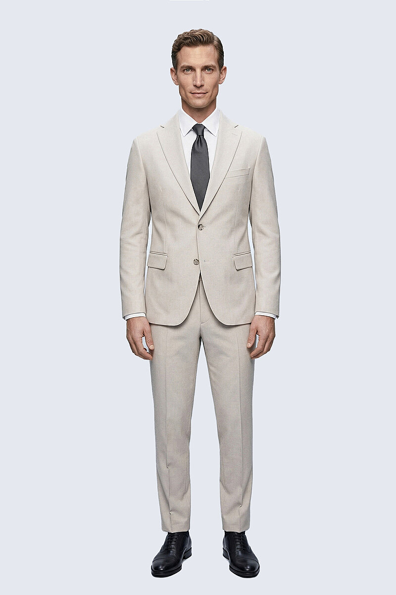 Keten Comfort Fit Mono Yaka Klasik Takım Elbise