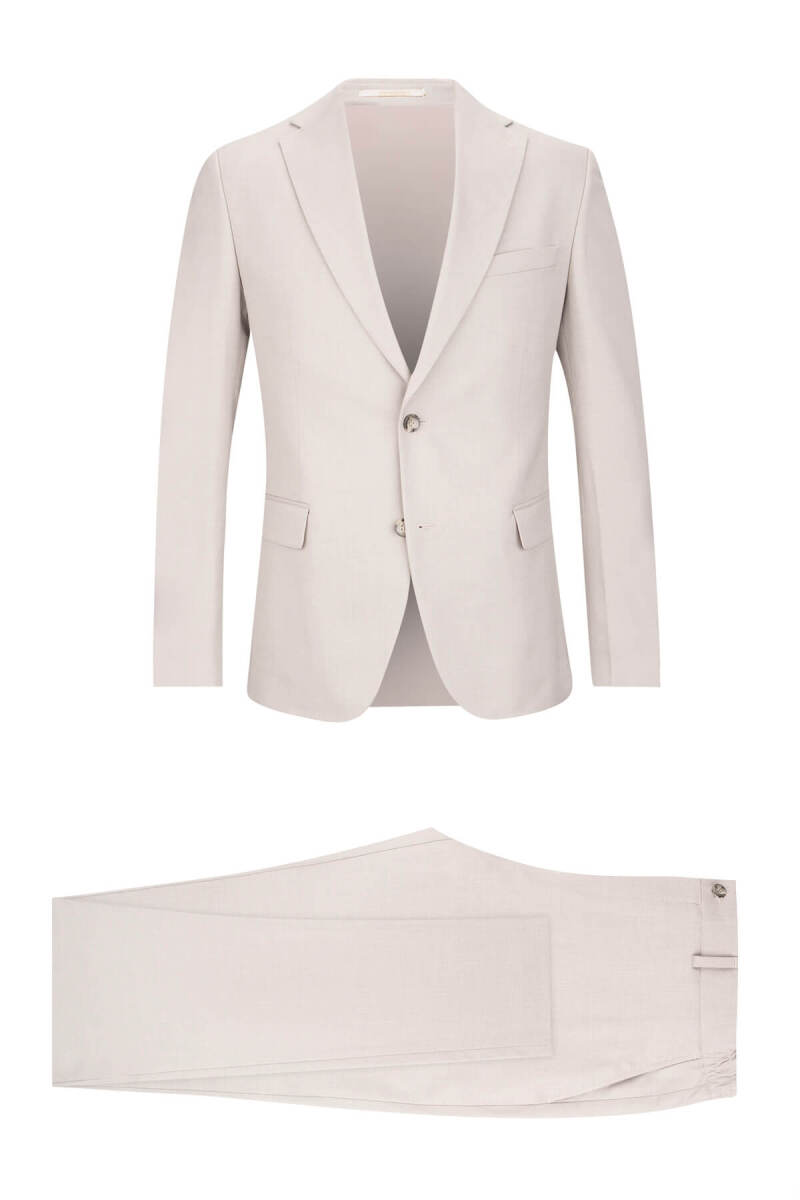 Keten Comfort Fit Mono Yaka Klasik Takım Elbise - Hatemoğlu