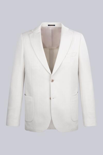 Keten Comfort Fit Mono Yaka Klasik Ceket 