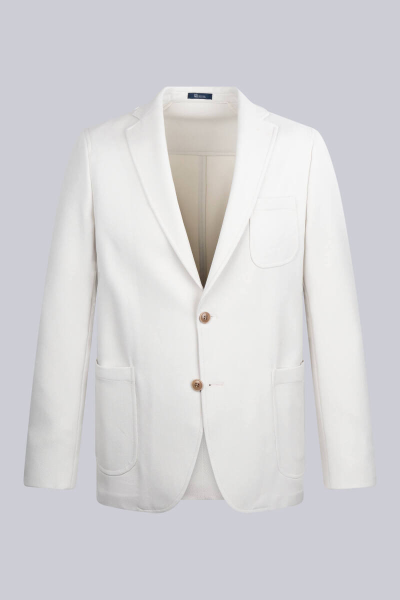 Bej Comfort Fit Mono Yaka Klasik Ceket