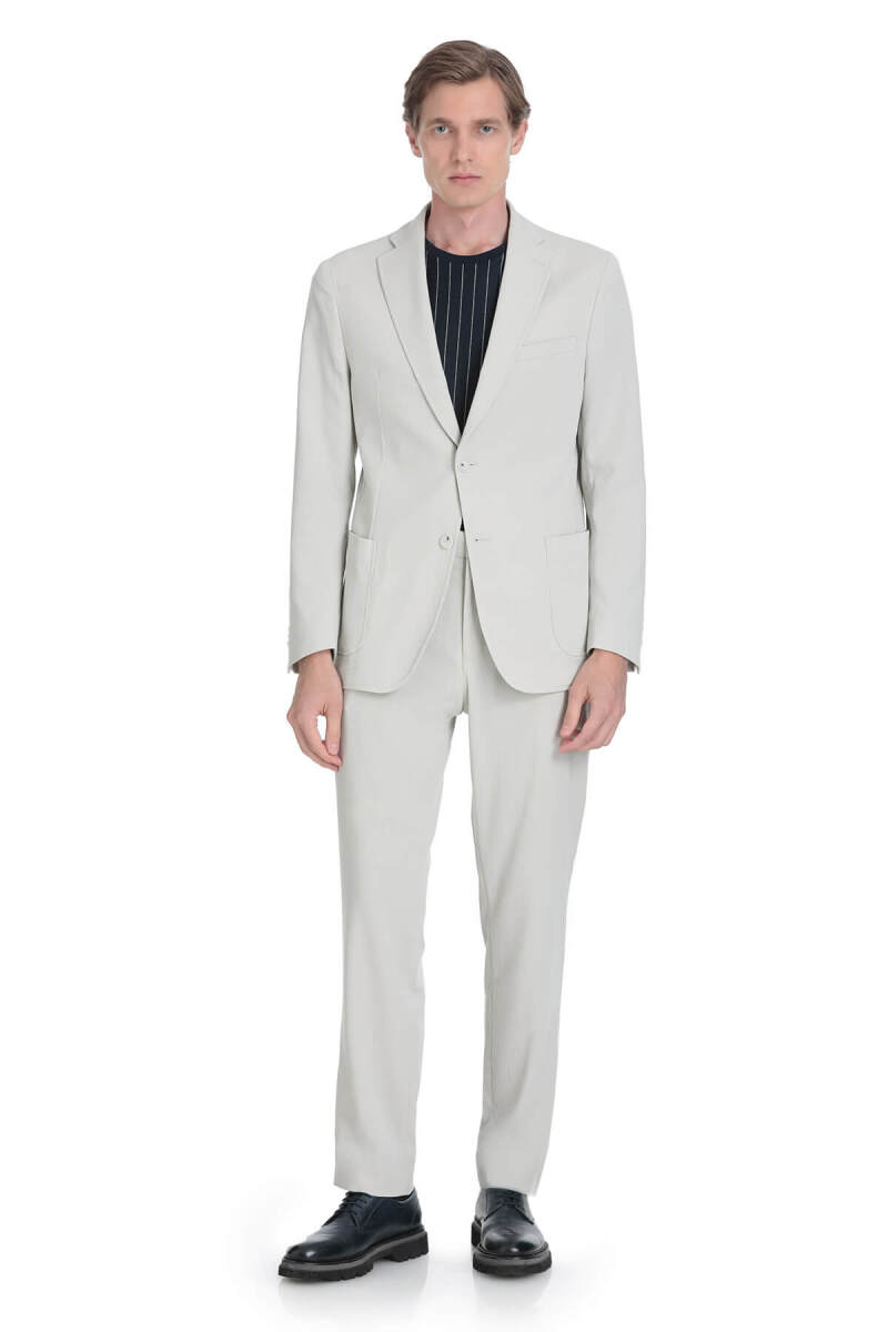 Keten Slim Fit Mono Yaka Casual Takım Elbise