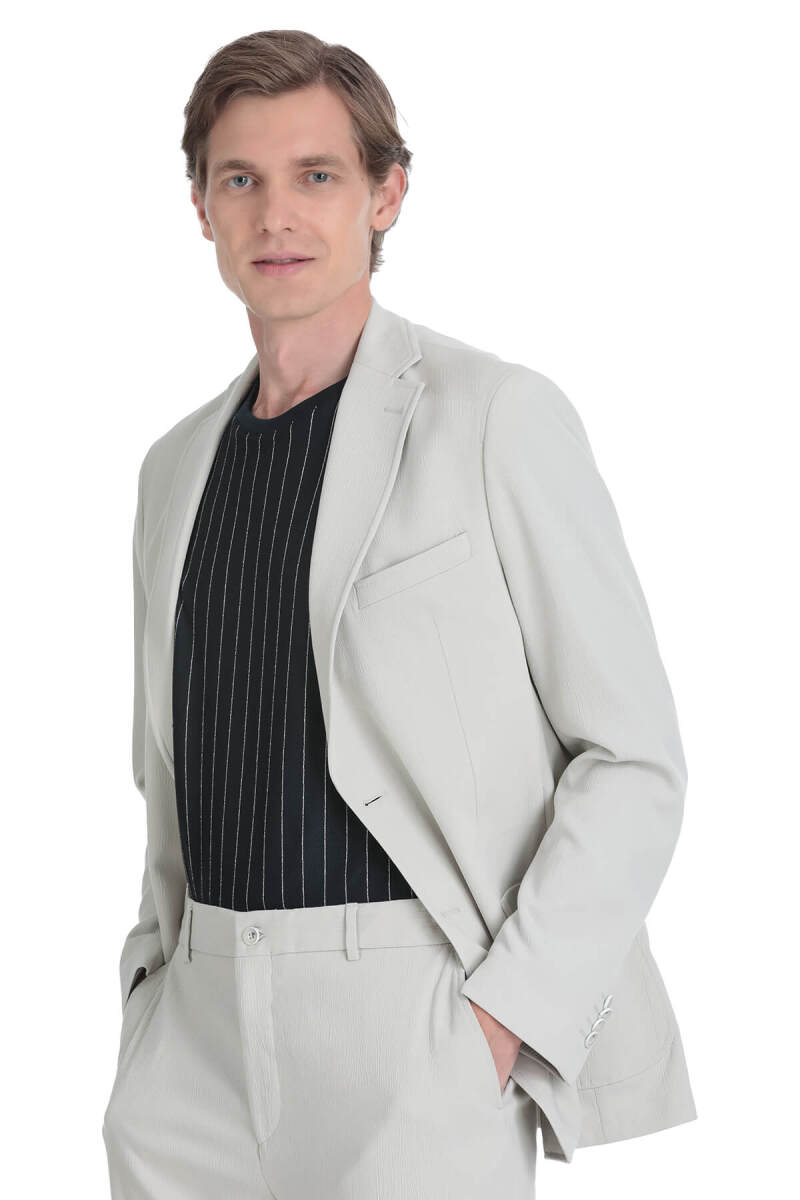 Keten Slim Fit Mono Yaka Casual Takım Elbise - HTML (1)