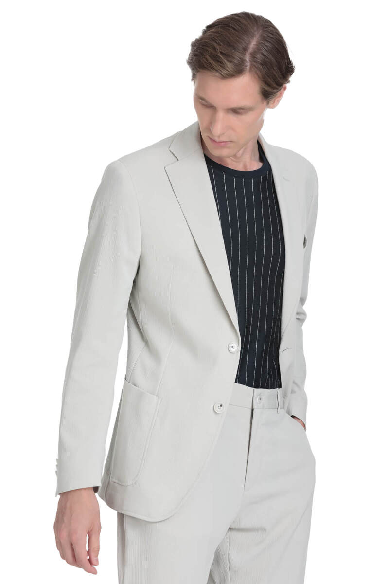 Keten Slim Fit Mono Yaka Casual Takım Elbise - HTML (1)