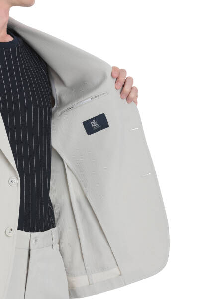 Keten Slim Fit Mono Yaka Casual Takım Elbise - 5