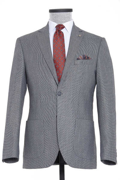 Gri Desenli Slim Fit Ceket - 6
