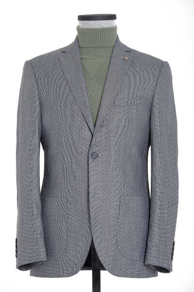 Gri Desenli Slim Fit Ceket - 7